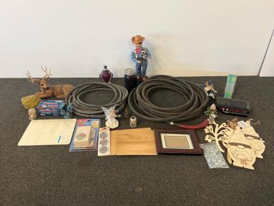 Industrial Hydraulic Hoses, 2x 50 Ft Black Rubber, Steel Fittings, 1/2 In. Diameter, Figurines, Picture Frame & More