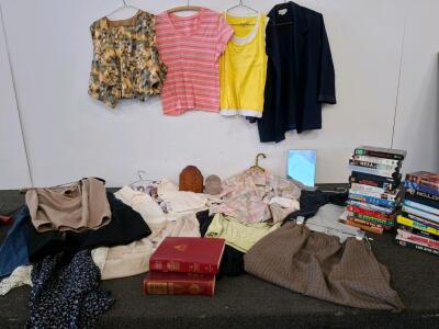 Women's Clothes, Skirts, Jackets, Pants, Tops, Size L-XL, Movies, And Bibles