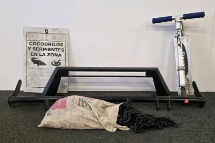 Push Bar And Mounting Bracket (Unlisted Make Or Model), Razor Scooter, Tire Chains, Tin Sign