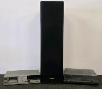 Technics SB-A63 Floor Speaker, Realistic SCT-42 Cassette Deck, Vector Research VT-200 Turntable