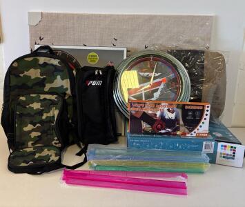 Intex Queen Air Mattress, Regulation Dartboard, Camo Backpack, Grilling Gloves, Art, Clock & More