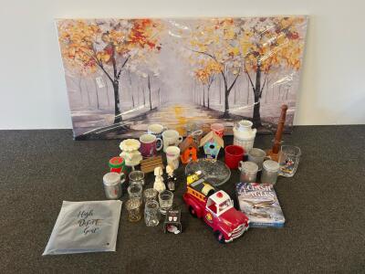 M&M Fire Truck, Disney Glass, Art, Pendleton Shot Glass, DVD, And More