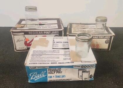 (24) Ball 6-Oz Canning Jars And (12) Kerr 16-Ounce Mason Jars