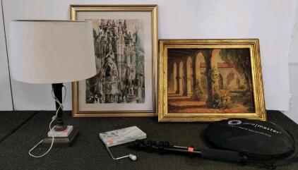 Vintage Metal & Marble Table Lamp, Manfrotto Monopod, ProMaster Reflector, Art, Marble Slicer, And More