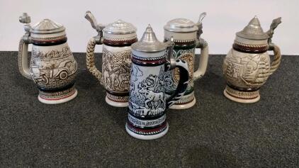 Avon Ceramarte Collectible Beer Steins (1976&ndash;1980), Five Themes, Lidded