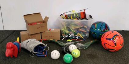 Mixed Sports & Activity Toys &ndash; 100+ Nerf Darts, K'NEX Style Set, Soccer Balls, Storage Tote