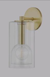 (2) Mitzi Belinda H415101A-AGB Wall Sconce, Aged Brass, Double Glass Shade, 11.5" Tall