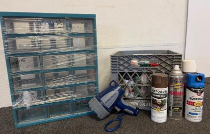 Rust-Oleum & Krylon Spray Paints (12 Cans), West Marine Spotlight, 20-Drawer Parts Organizer