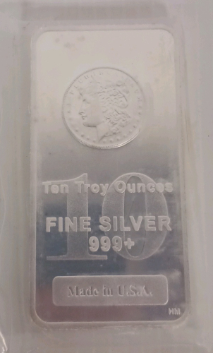 (1) Bar Ten Troy Ounces Fine Silver 999+