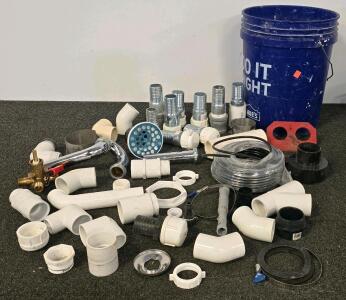 Assorted Plumbing Fittings And Supplies &ndash; PVC, Brass, Galvanized Steel, Various Sizes