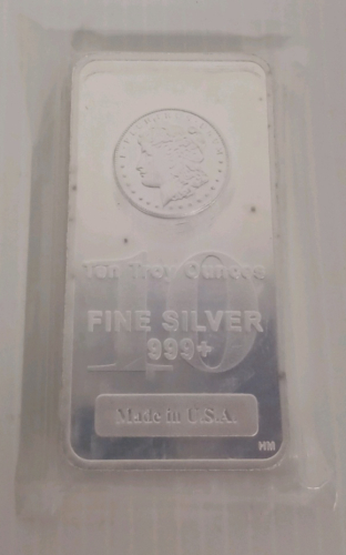 (1) Bar Ten Troy Ounces Fine Silver 999+