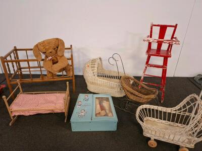 Vintage Doll Furniture With Accessories And Clothes