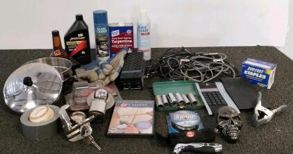 Musical Equipment, Digital Tire Gauge, Glass Cleaner, Staples, Locks, And More