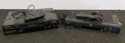 Panasonic PV-9664 VHS VCR 4-Head Stereo & Emerson EWD7001 DVD/CD Player With Remotes, Tested