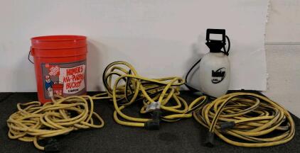3 Heavy-Duty 100 Ft 12/3 Outdoor Extension Cords With Home Depot Bucket & Roundup Pump Sprayer