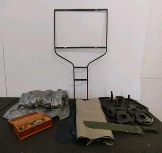 Wooden Box With Jewelry, Twin Size Air Mattress, Machete, CAP Weights, Metal Frame