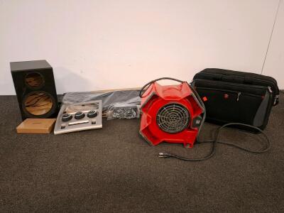 Lasko X-Blower Model 4900, 3-Speed Portable Air Mover Fan, 300 CFM, 120V, Outlets, Red