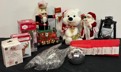 Holiday & Party Decor Lot: Nutcracker, Plush, Lantern, Popcorn Makers, Ring Toss, Balloon Kit
