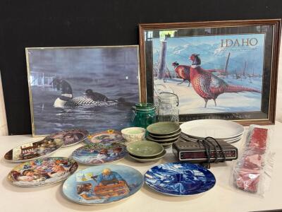 Sandra Kuck Collector Plates, Religious & Art Plates Lot w/ Framed Wildlife Prints & Dishware