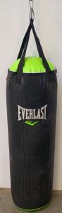 Everlast Everstrike 70 lb Hanging Heavy Bag, Black/Green, w/ Chains for Boxing & MMA