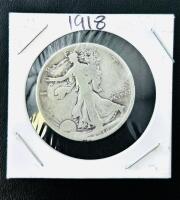 1918 Walking Liberty Half Dollar, 90% Silver, U.S. Coin, Circulated Condition