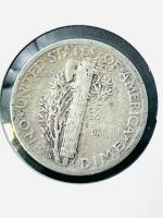 1945-S Mercury Dime, 90% Silver, San Francisco Mint, Circulated, Designer: Weinman - 3