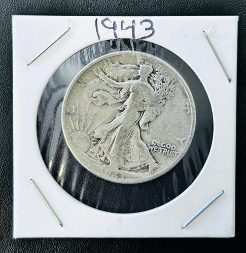 1943 Walking Liberty Half Dollar, 90% Silver, U.S. Coin, Circulated, Adolph A. Weinman Design