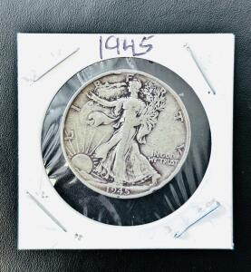 1945-S Walking Liberty Half Dollar, 90% Silver, San Francisco Mint, Circulated Example