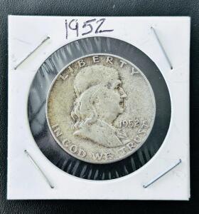 1952-S Franklin Half Dollar 90% Silver San Francisco Mint US Coin