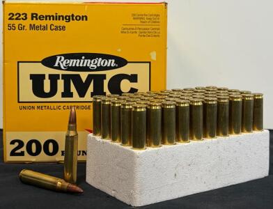 Remington UMC .223 Rem 55gr FMJ, Brass Case, Box Of 200 Rounds &ndash; Made In USA