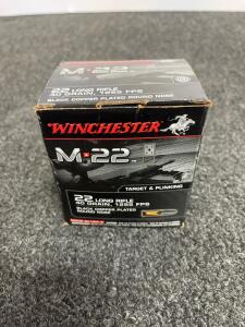 Winchester M-22 .22 LR Ammunition, 40Gr, 1255 FPS, Black Copper Plated RN, Partial Box
