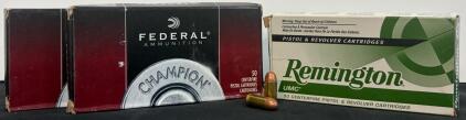 50rd Federal & Remington .380 Auto 95gr FMJ/MC Ammo - Brass Case, Made In USA, Target Practice