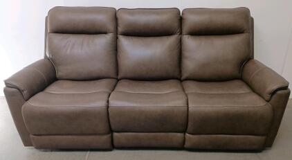 HHC Home Furnishings Triple Power Leather Reclining Sofa, Sorrento Mocha, Model H833-1-3PZG-L673-MOCHA