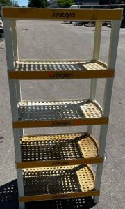 Schweppes 5-Shelf Metal Display Rack, 24"x18"x60", Yellow/White Branding