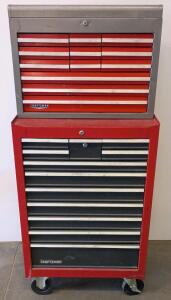 Craftsman Rolling Tool Chest & Top Box Combo, 24 Total Drawers, Steel, Includes Tools And Working Key