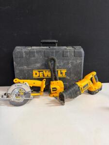 DeWalt 18V Cordless Tool Kit: Reciprocating Saw, Circular Saw, Work Light & Carrying Case