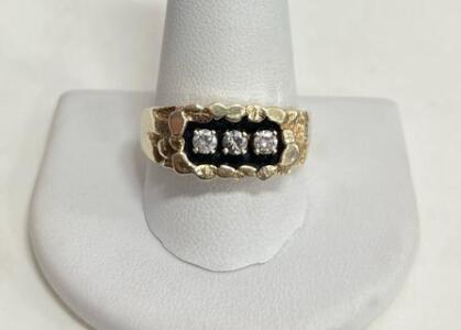 14K Yellow Gold Three-Stone Diamond Ring, Approx. 0.50 Ct Total Weight Size 12