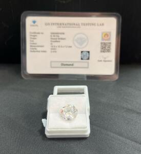 6.18Ct Round Brilliant Diamond, D Color, VVS1, Excellent Cut, Certified By GOGTL, 12.5mm