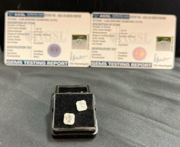 1.45 Ct D IF Asscher Cut Lab-Grown Diamonds, Excellent Cut, AGSL Certified