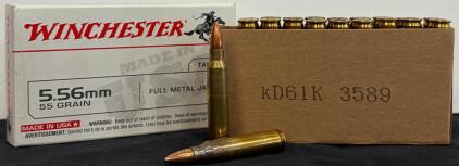 Winchester 5.56mm 55 Grain FMJ, Box Of 20, USA, 2015 Lot kD61K 3589