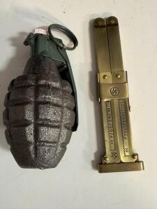 WWII Era US Mk 2 Replica Grenade & German SS Brass Switch Blade
