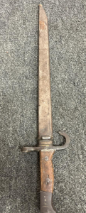Long-Blade Bayonet With Hooked Quillon And Steel Scabbard