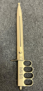 U.S. 1918 Trench Knife By HUNT-DOWN, Brass Knuckle Duster Grip, 6.75" Blade, Scabbard