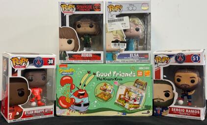 Funko Pop! Football PSG Mbapp&eacute; & Ramos, Stranger Things Robin, Disney100 Elsa, SpongeBob Playset Lot