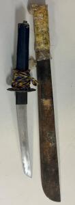 Japanese Style Tanto Knife (10&rdquo; Blade) & Utility Knife (12&rdquo; Blade) &ndash; Carbon Steel, No Sheath
