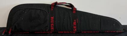 Ruger Soft Rifle Case, 41" Length, Black With Red Straps, Zipper Closure, Exterior Pocket