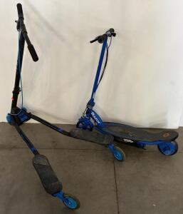 Razor E95 Electric Scooter Blue & Razor FlashRider 360 Drift Scooter Manual, Steel Frame, Hand Brakes