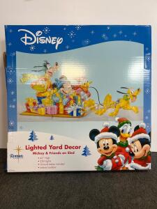 Disney Roman Lights 42" Lighted Yard Decor, Mickey & Friends Sled, 250 Lights, Indoor/Outdoor