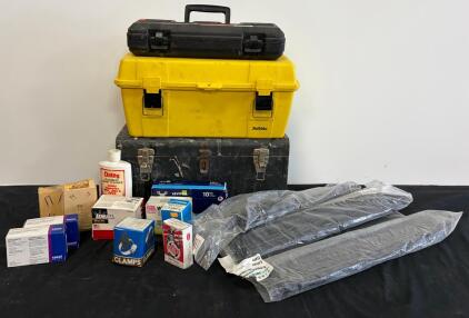 Toolboxes, Leviton Outlets, Lutron Dimmer, Wire Connectors, Floor Edge Trim, Oatey Cleaner
