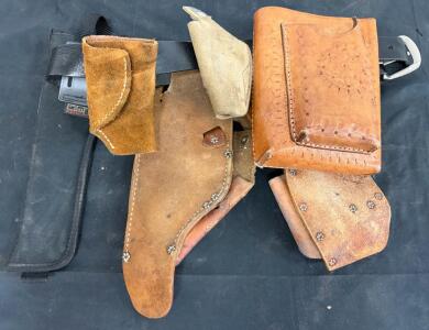 WAL-BOARD Tools Leather Tool Belt With 6 Holsters, Uncle Mike&rsquo;s Sidekick Nylon Holster, USA Made